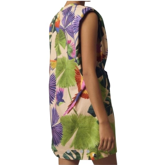 FARM RIO Sand Macaw Jungle Organic Cotton T Shirt Dress Sz M and L Tropical Boho - Picture 7 of 16